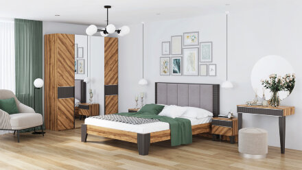 Кровать Моника с мягким изголовьем (орт.основание) 