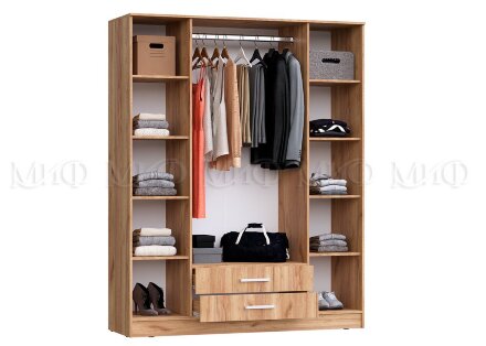 Шкаф для одежды 4 двери Мартина, графит/дуб крафт  